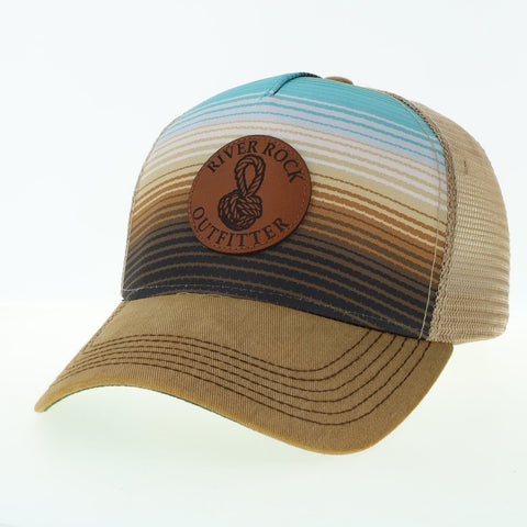River Rock Trucker Hat - Engraved Leather Logo