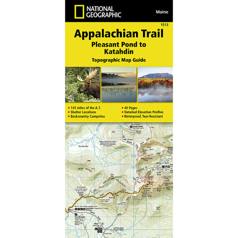 1513 - Appalachian Trail: Pleasant Pond to Katahdin Map [Maine]